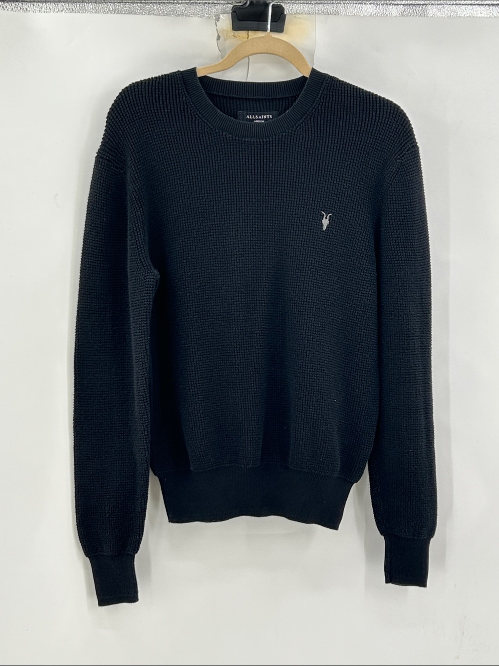 All Saints Waffle Knit Crewneck Sweater Mens 
Medium